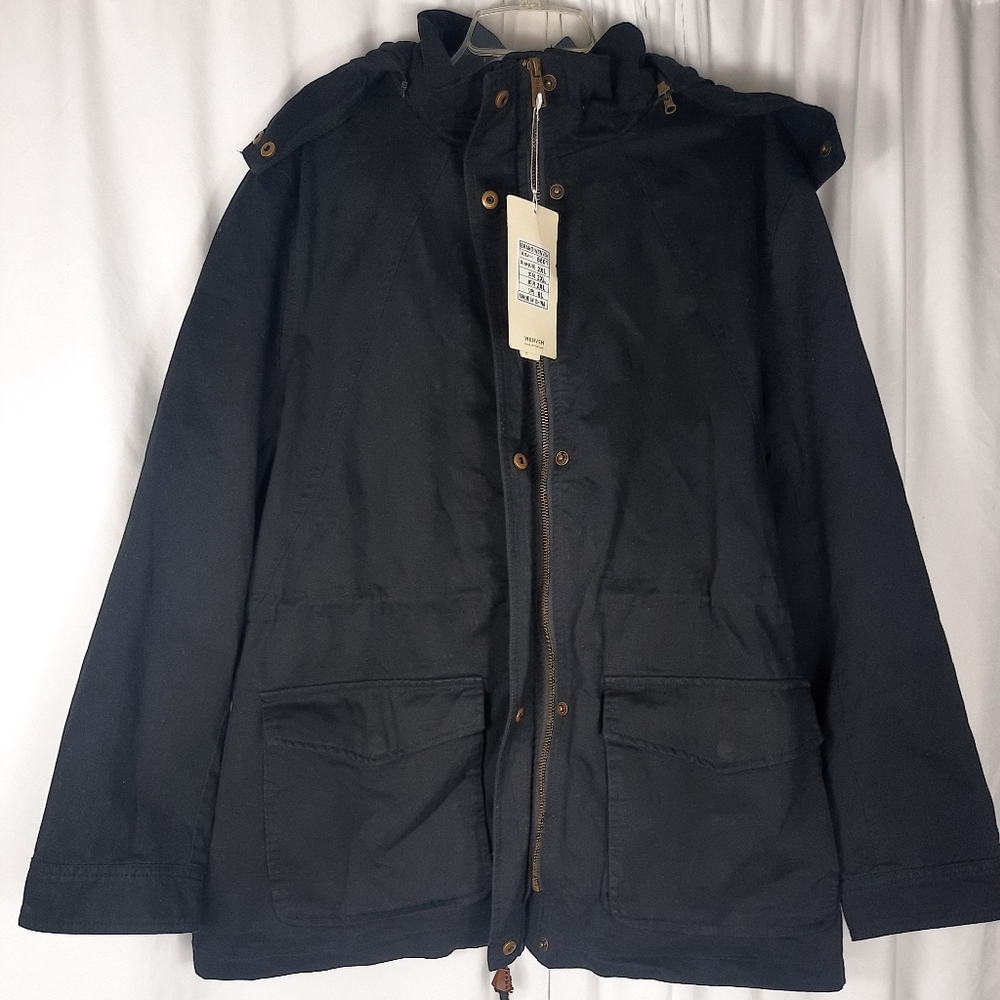 Wenven lightweight black detachable hood jacket
